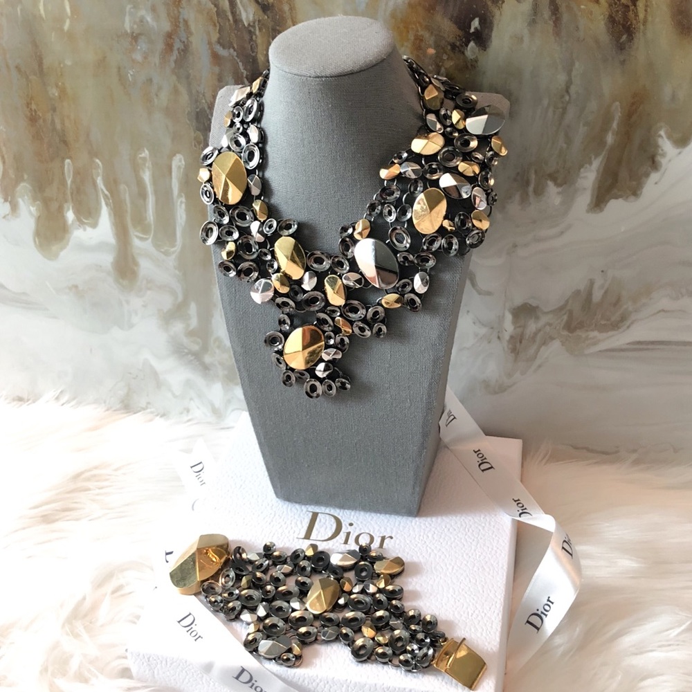 DIOR Devore Necklace & Bracelet Two Tone Set